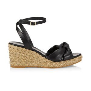 STUART WEITZMAN Playa Knotted Leather Espadrille Wedge Sandals - Size 10